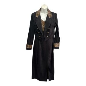 Sheri Martin Black Maxi Dress with Leopard Accents and jacket size 8